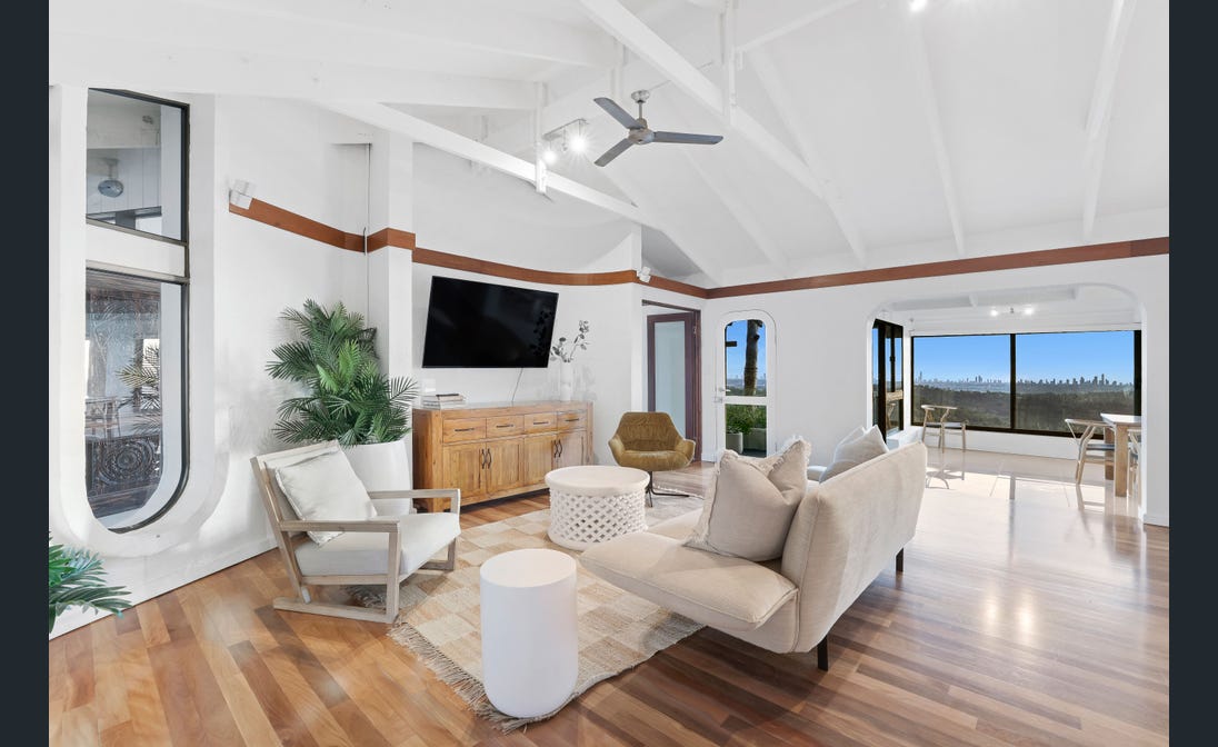 Living room opening to the coast view
