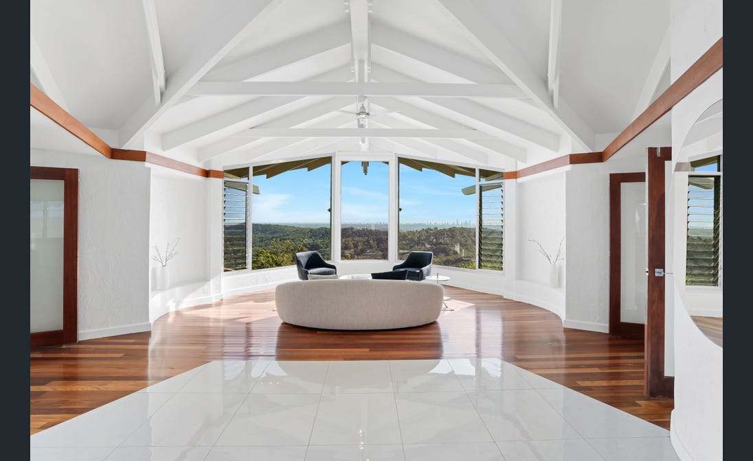 Vaulted lounge with hinterland windows