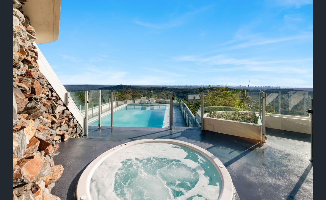 Pool and spa looking over the Gold Coast hinterland
