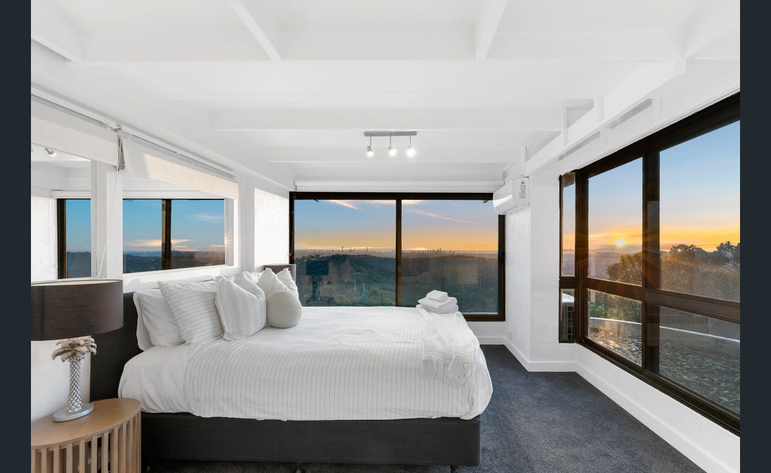 Bedroom looking toward the Gold Coast at sunset
